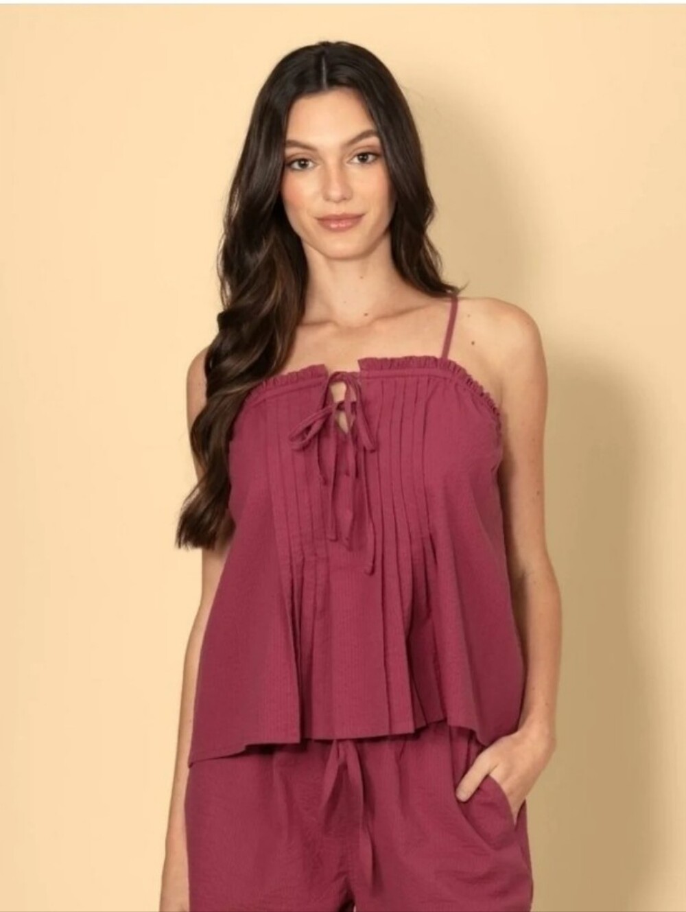 Solid & Striped Pintuck Seersucker Tank Top